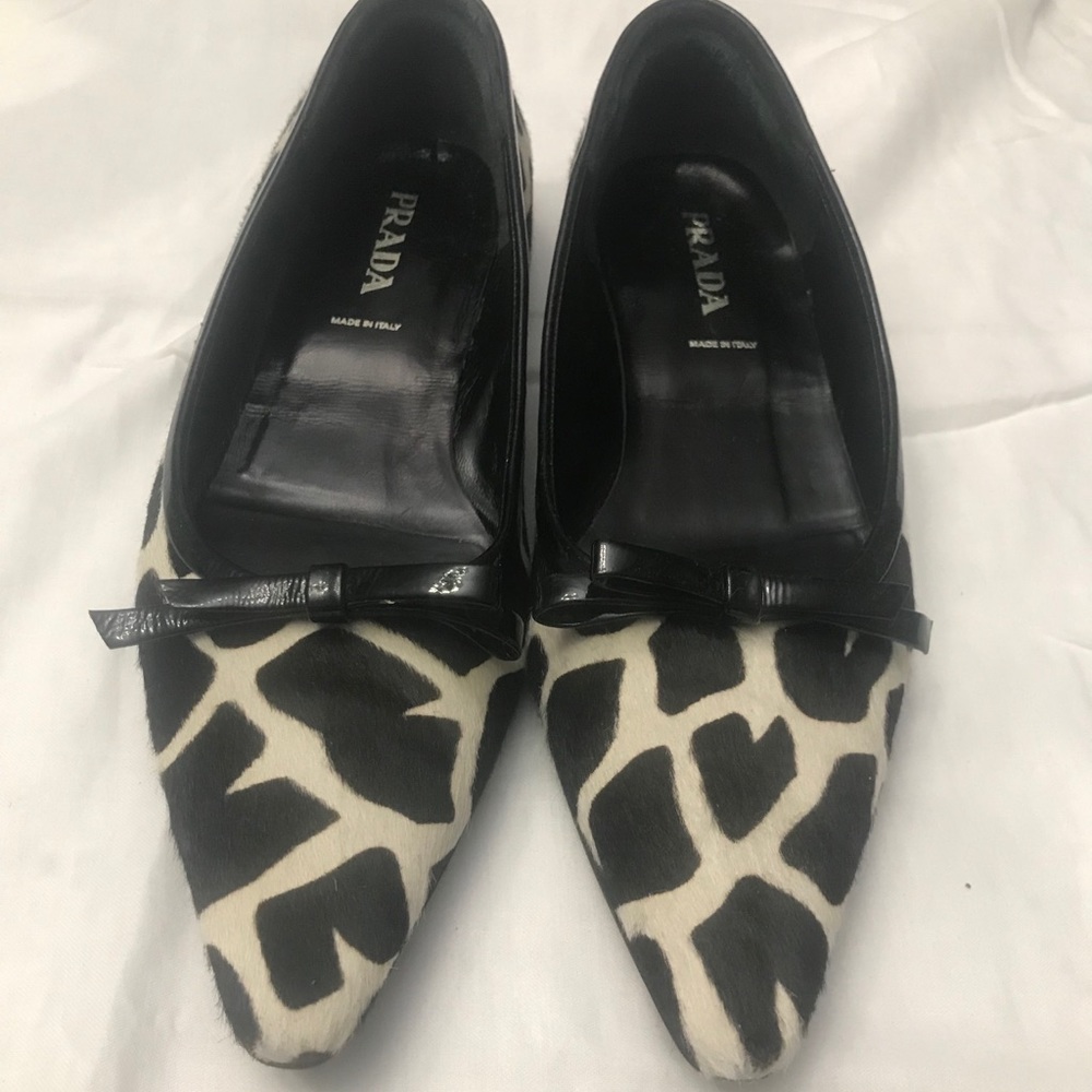 Prada Cow Pattern Flats
